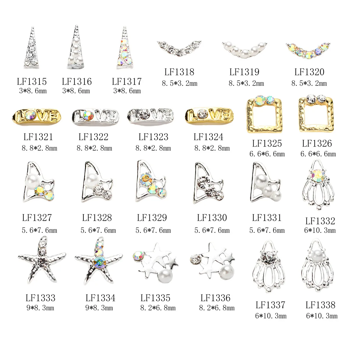 10 قطع مسمار الفراشة الساحرة المجوهرات الرجعية مسمار الراين لؤلؤة سبيكة مانيكير الملحقات