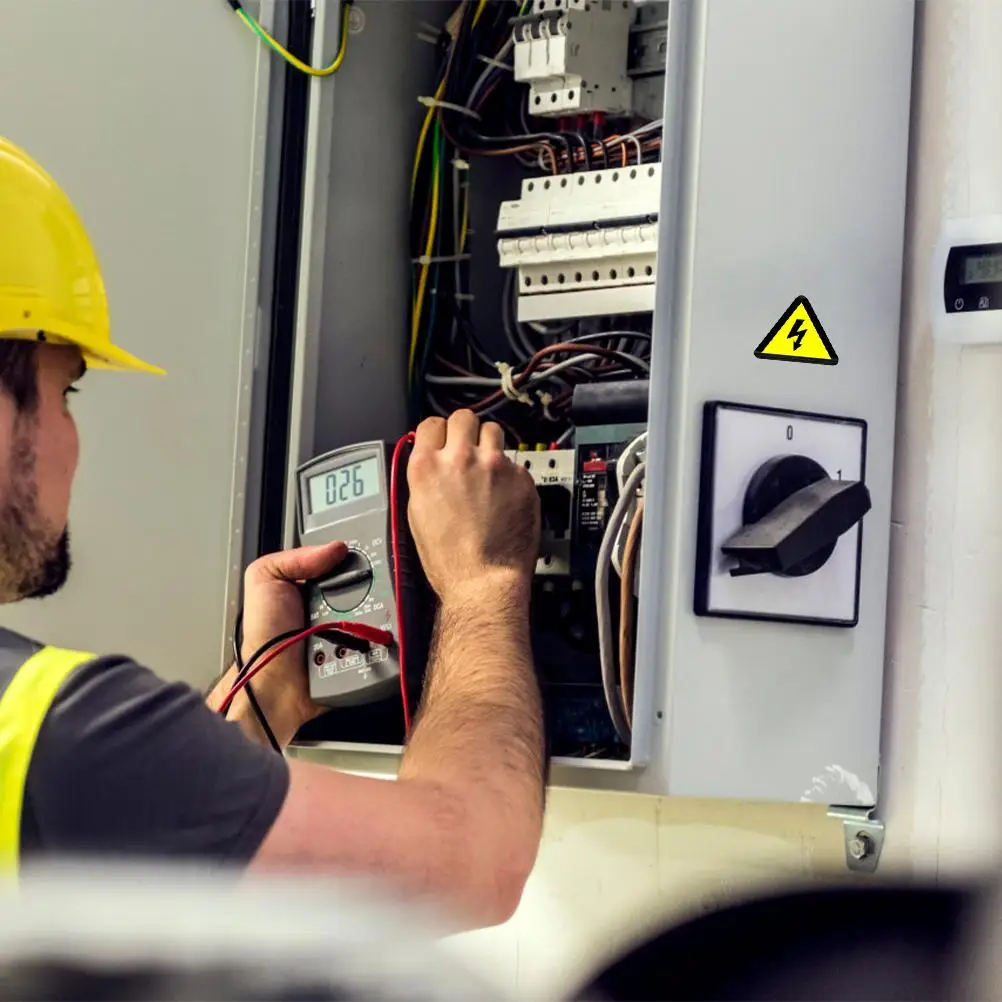 Adesivi con logo antiurto Etichette elettriche gialle con pressione di avvertimento ad alta tensione per unghie