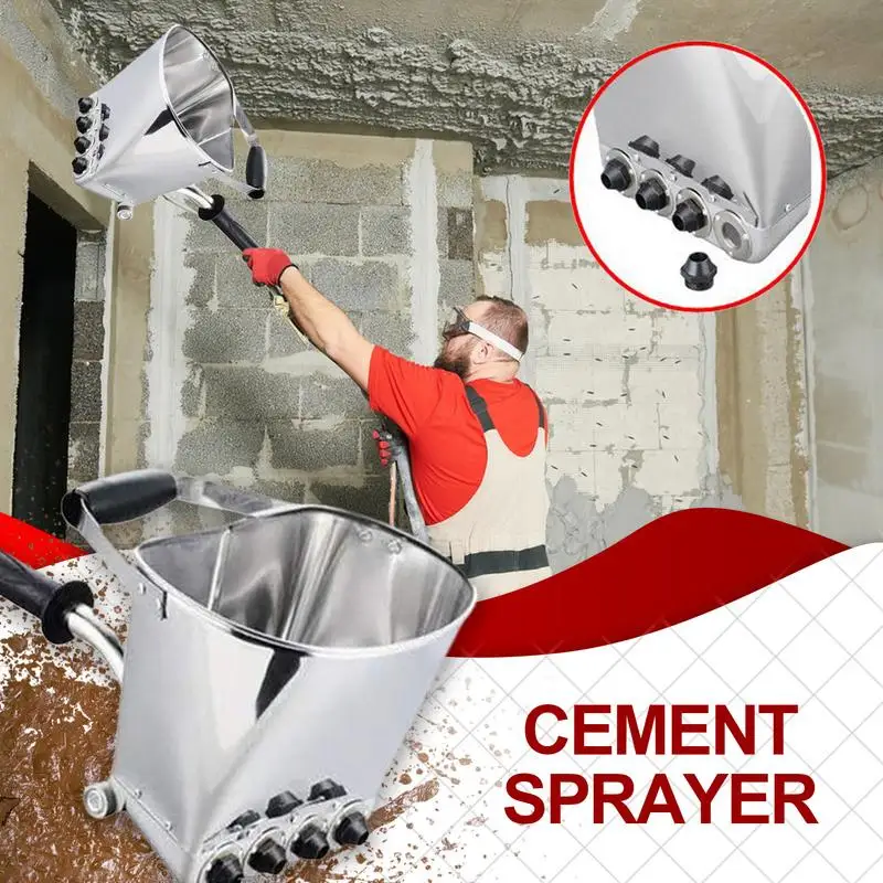 

4 Hole Spray Gun Tool, Professional Wall Cement Spray Gun, Cement Mortar Spray Gun Tool with Oversized Hopper