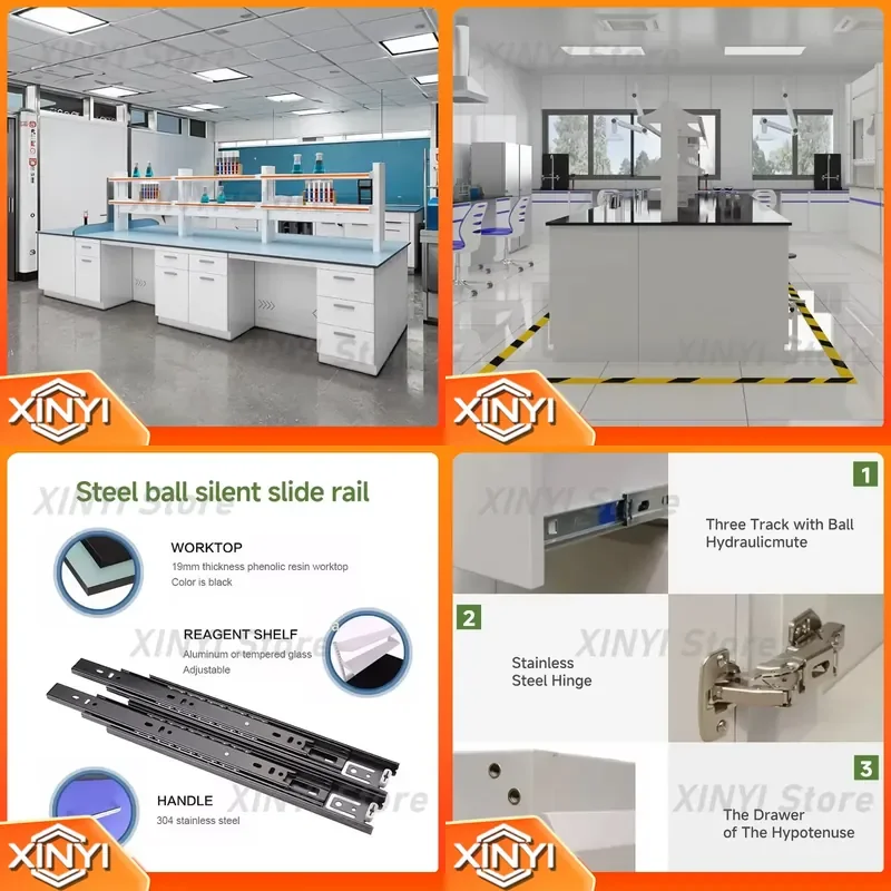 Modern Steel Lab Bench for Biological Workstation Chemical Resistant Work Table for Hospital School Scientific Laboratory