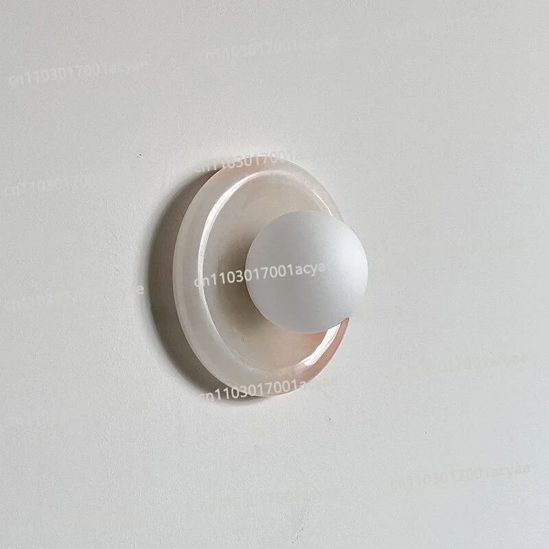 Model room living room entrance decorative wall lamp, light luxury natural marble wall lamp, bathroom mirror headlamp, 20cm