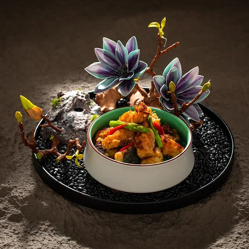 Hotel featured Artistic Conception Dishes Tableware Creative Molecular Cuisine Fusion Combination Arrange Cold Dishes Plates G