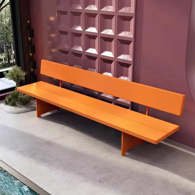 Wrought Iron Backrest Bench for Courtyard Park Community Municipal Garden Landscape Outdoor Rest Area Leisure Seating