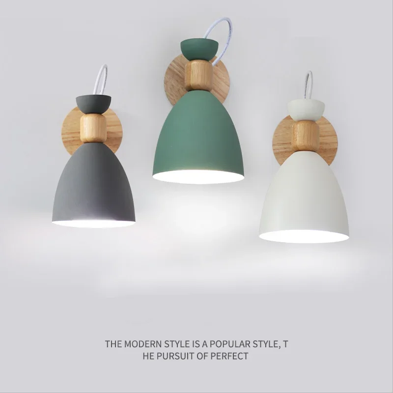 

Nordic wall lamp bedside lamp bedroom modern living room aisle stairs simple iron belt wall lamp LED light