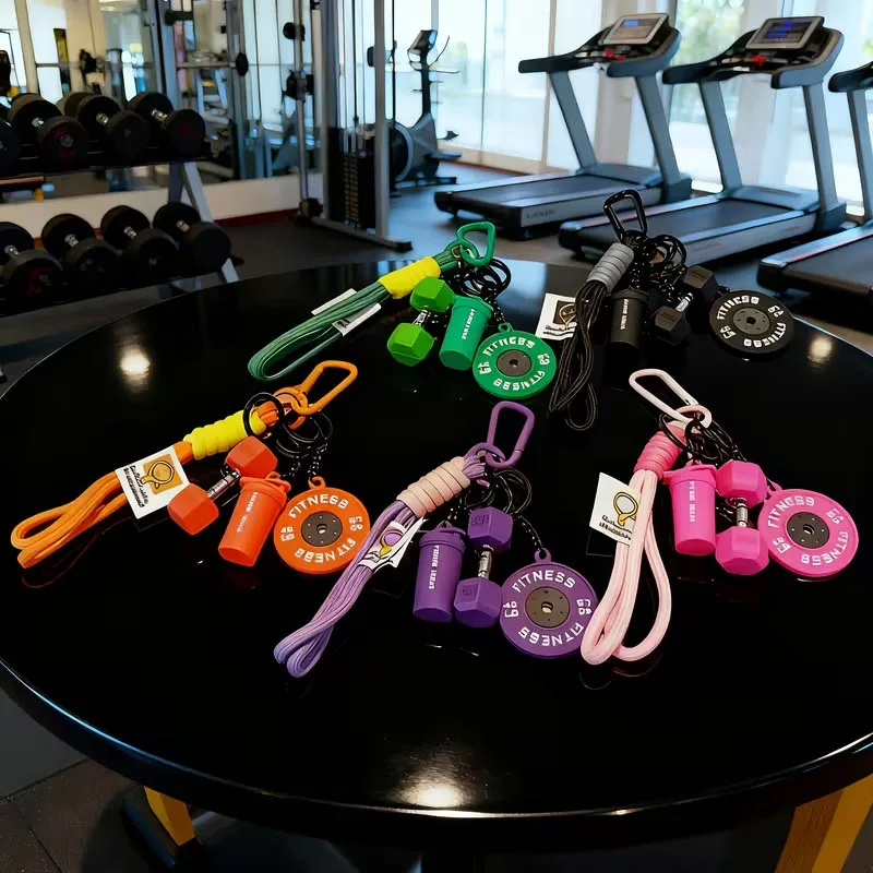 Personalisierter Sportlicher Schlüsselanhänger, Multifunktionales Fitness-Rucksack-Zubehör, Langhantel, Kurzhantel, Wasserflasche, Schlüsselanhänger – Detail 7