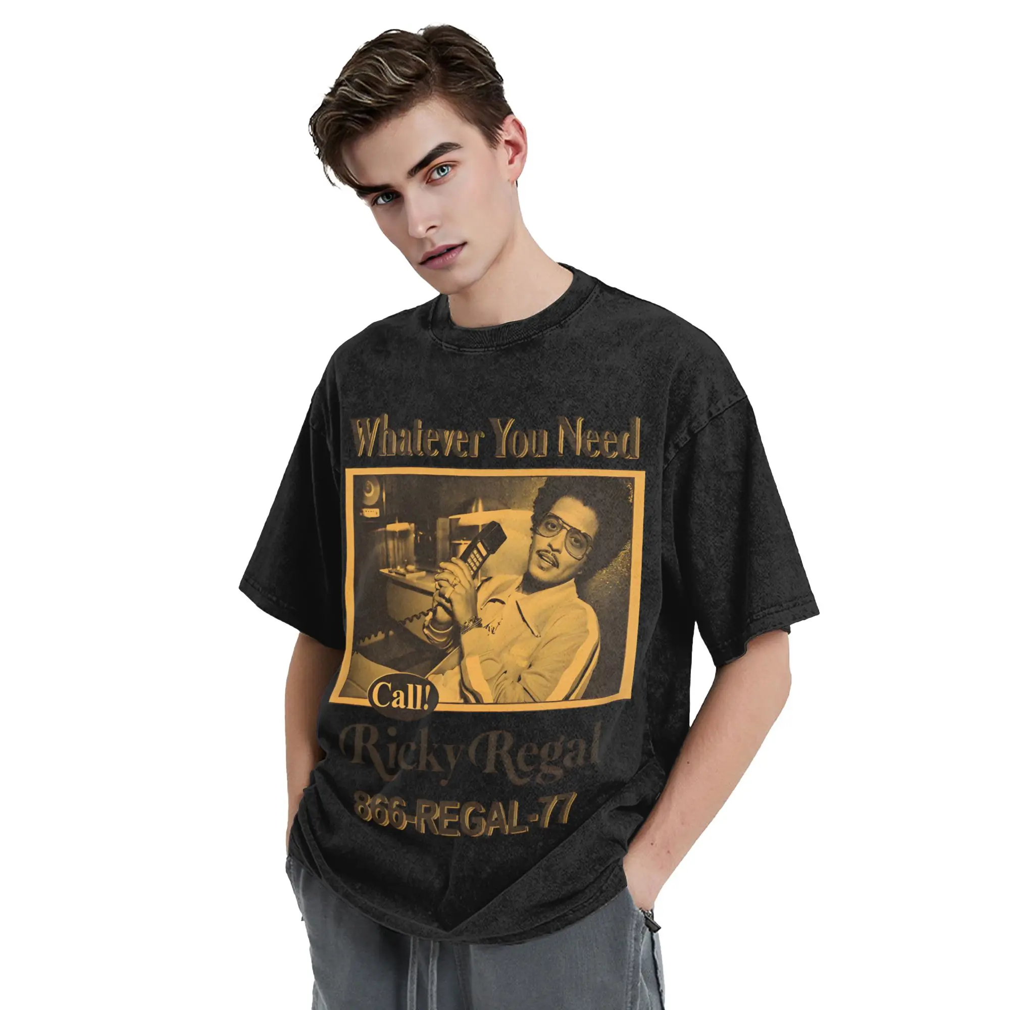 Brunos Mars Call Whatever You Need Washed T Shirt Streetwear  Vintage T-Shirts  Tees Tops Men Women Short Sleeve Street Printed