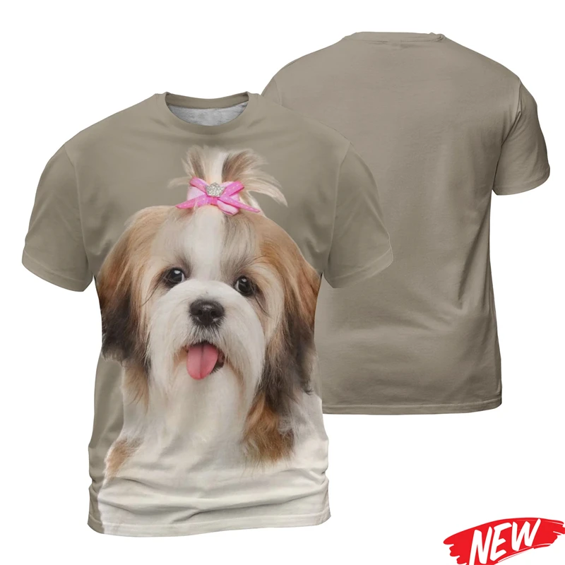 Fashion 3D Printing Dog Tshirt Men Bearded Collie Graphic T-shirt Cool Street Casual Short Sleeve Tops Outdoor Loose T Shirts