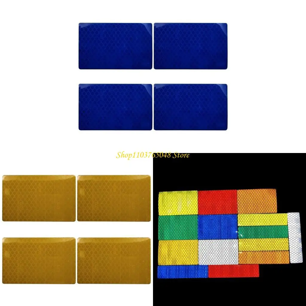 

R53E 4Pcs Adhesive Warning Reflective Stickers Stick-on Car Reflectors Stickers
