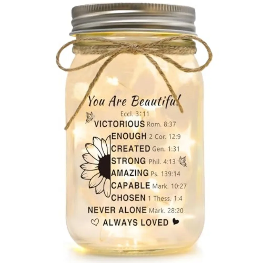 

Gifts for Women Birthday, Mothers Day Gifts For Mom - Inspirational Mason Jar Night Lights Gifts for Christmas, Sister, Friend,