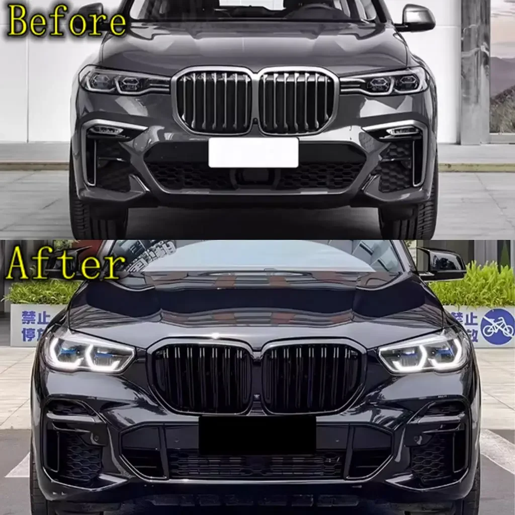 Grill Radiator Tricolor Car Front Bumper Racing Grille for Bmw X7 G07 2019-2022 ABS Plastic Glossy Black Air Intake Grille