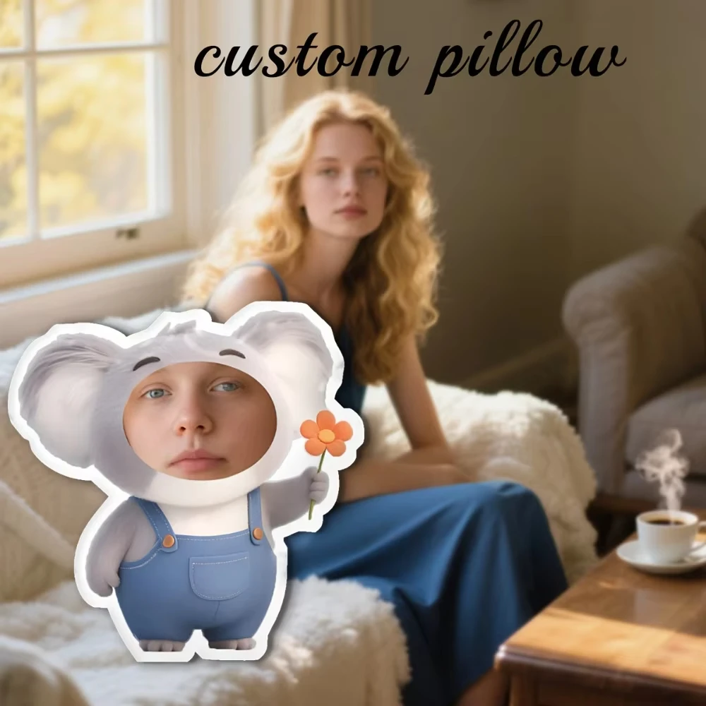 A Creative Custom Koala Body Pillow, DIY Custom Face Pillow with Your Own Picture, a Fun Gift for Her, Girlfriend, Wife, Colleag