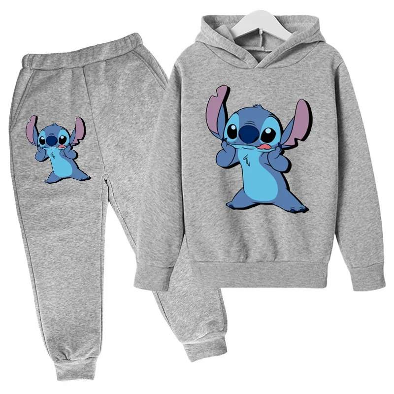 4-15Y Children Stitch Clothes Kids Suit Warm Sweater Girl Hoodies Baby Pullover Sweatshirt Pant Girl Boy stitch disney Tracksuit