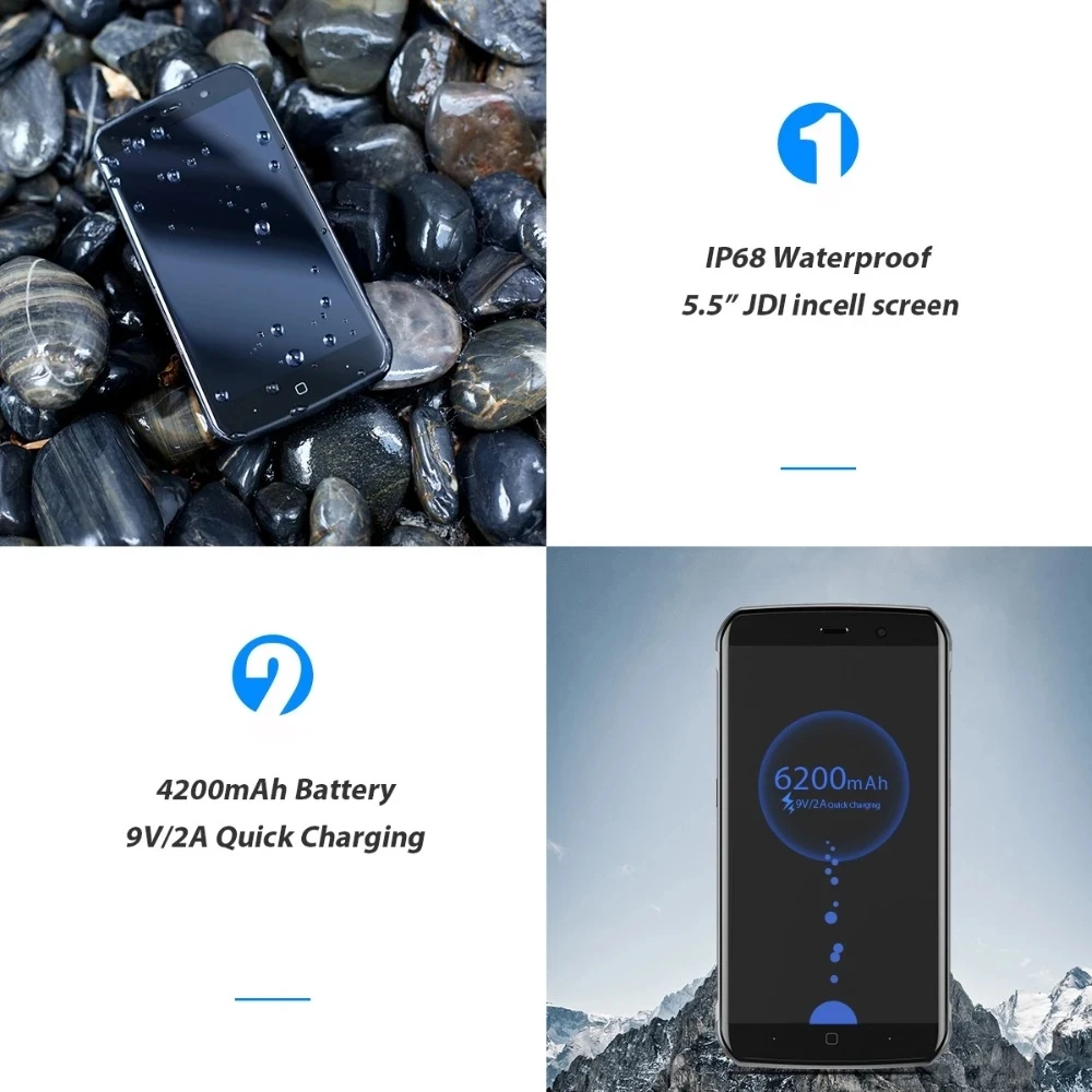 هاتف Vernee Active V1 NFC IP68 الذكي 5.5 بوصة أندرويد 7.0 MTK6757 ثماني النواة 4GB RAM 64GB ROM 13.0MP مقاوم للماء 4G هاتف محمول