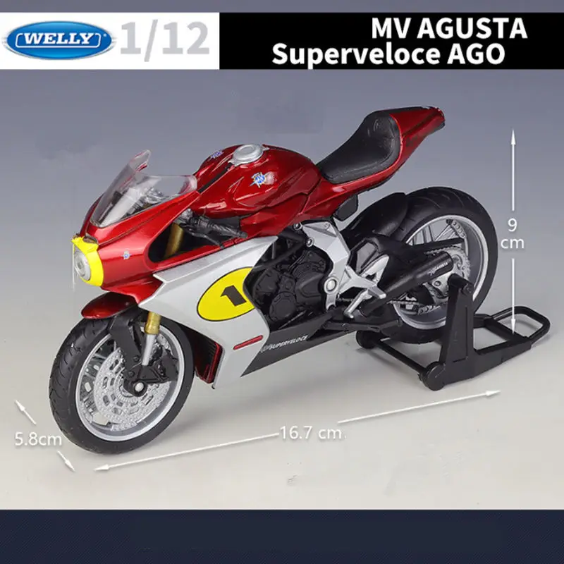 WELLY 1:12 MV Agusta Superveloce Ago Alloy Racing Motorcycle Model Diecast Metal Street Motorcycle Model Simulation Kids Toy Gif