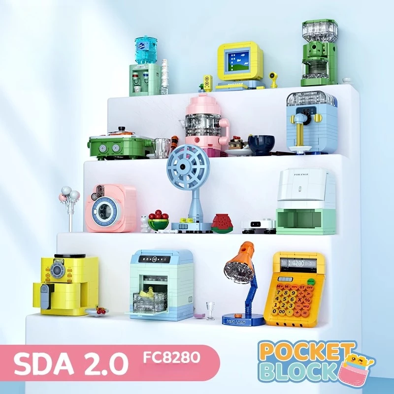 Sembo mini blocos de construção de computador, criativo, moderno, câmera montada, brinquedo educacional, modelo de fritadeira de ar, ornamento de mesa, presente