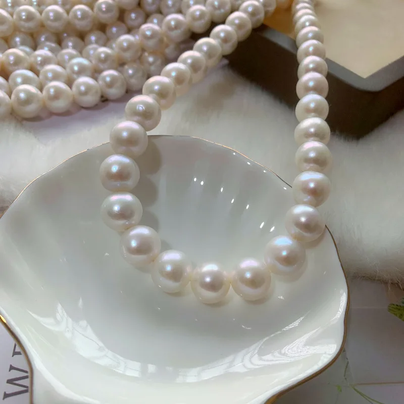 18 'الباروك AAAA + 10-11 مللي متر جنوب البحر أكويا قلادة من اللؤلؤ الأبيض 925s 36in #5