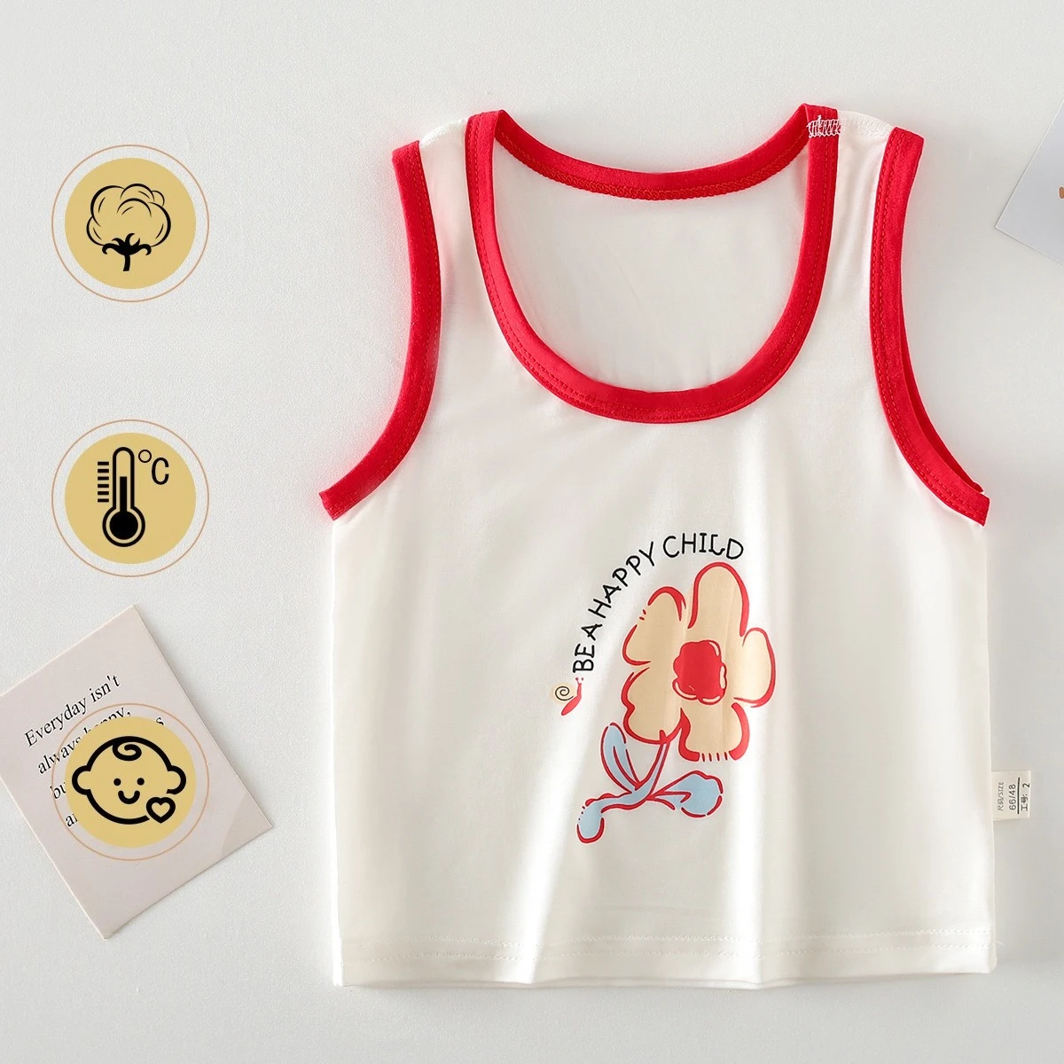 6-24M Baby Boy Girl Modal Breathable Vest Newborns Summer Lightweight Boneless Tank Top Kid Casual Sleeveless Cartoon Shirt