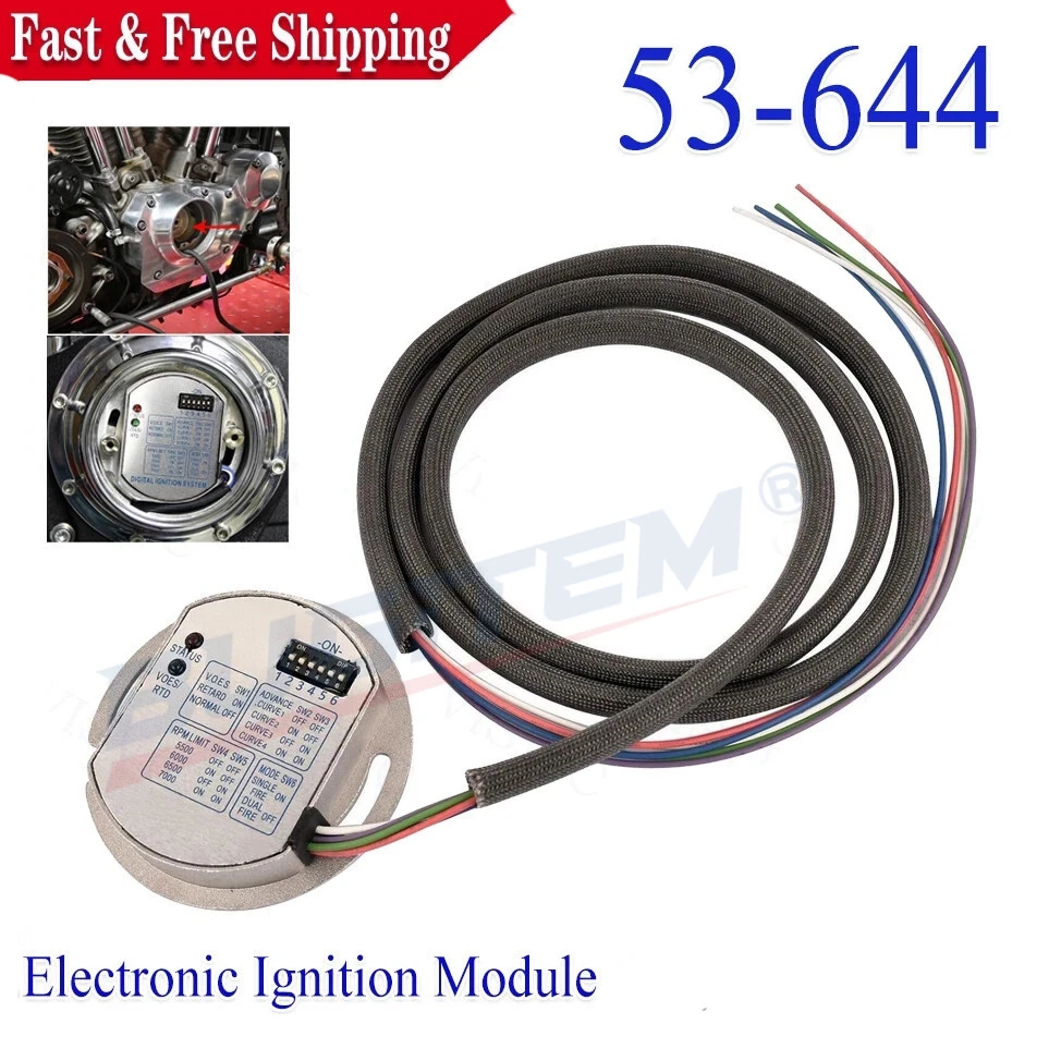 1PCS Programmable Single Fire Electronic Ignition Module 53-644 53644 For Harley-Davidson High Performance Motorcycle Part