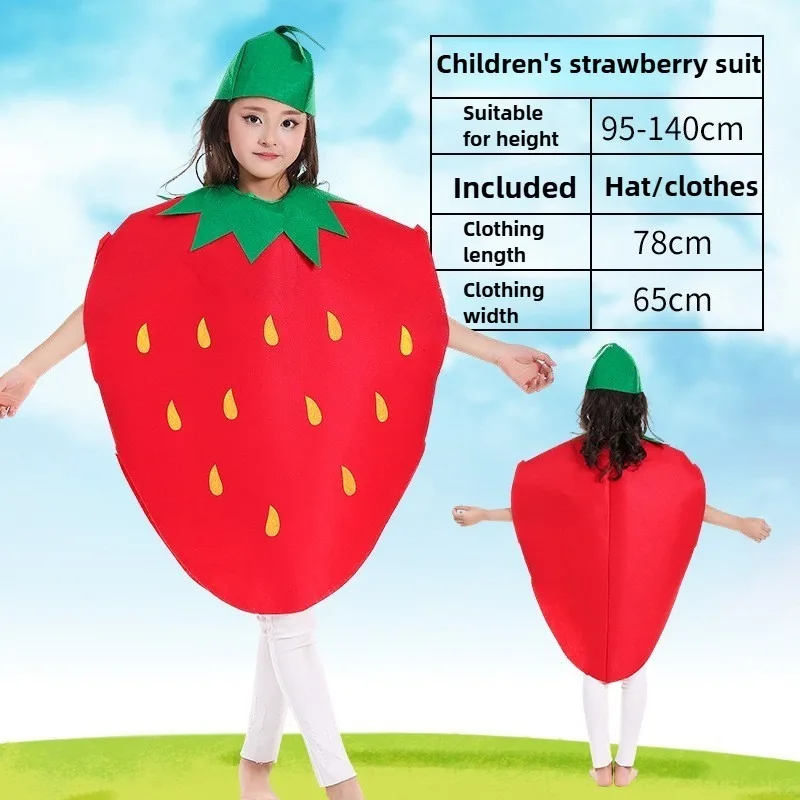 Kostum Natal Anak-Anak Pakaian Buah Sayuran Wortel Jagung Cabai Kostum Pertunjukan Tari Orang Tua-Anak