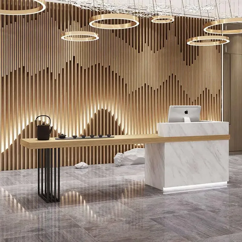 Brown Stylish Reception Desks Multifunctional Display Counter Nordic Reception Desks Front Luxury Mostrador Bar Furniture