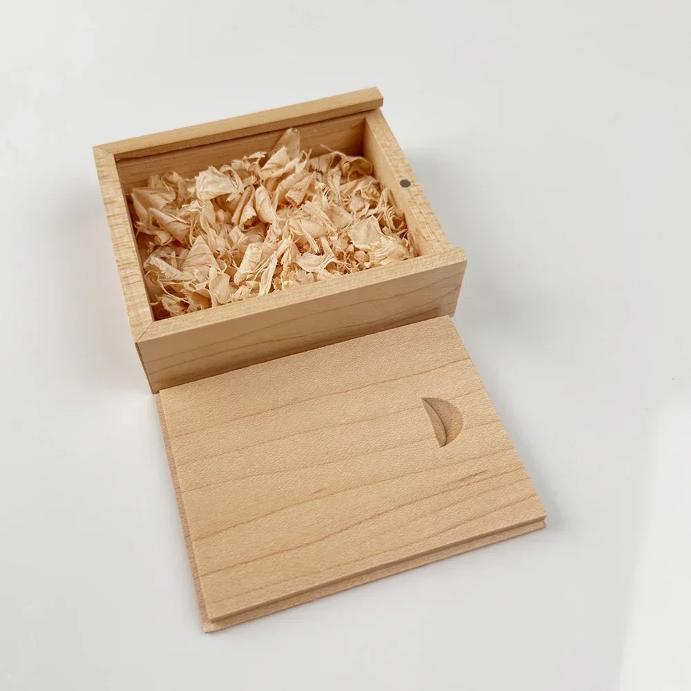1PCS Natural Walnut Maple Wooden Unfinished Blank Storage Box With Slide Top for Necklace Ring Jewels USB Case Home Decoration
