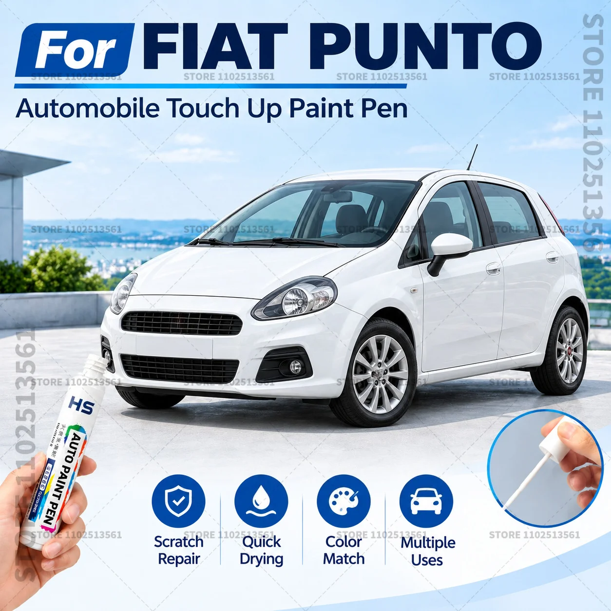 Car Scratch Remover Paint Pen Touch Up Marker for Auto Body Repair Door Bumper Fender Accessories For FIAT PUNTO White Black
