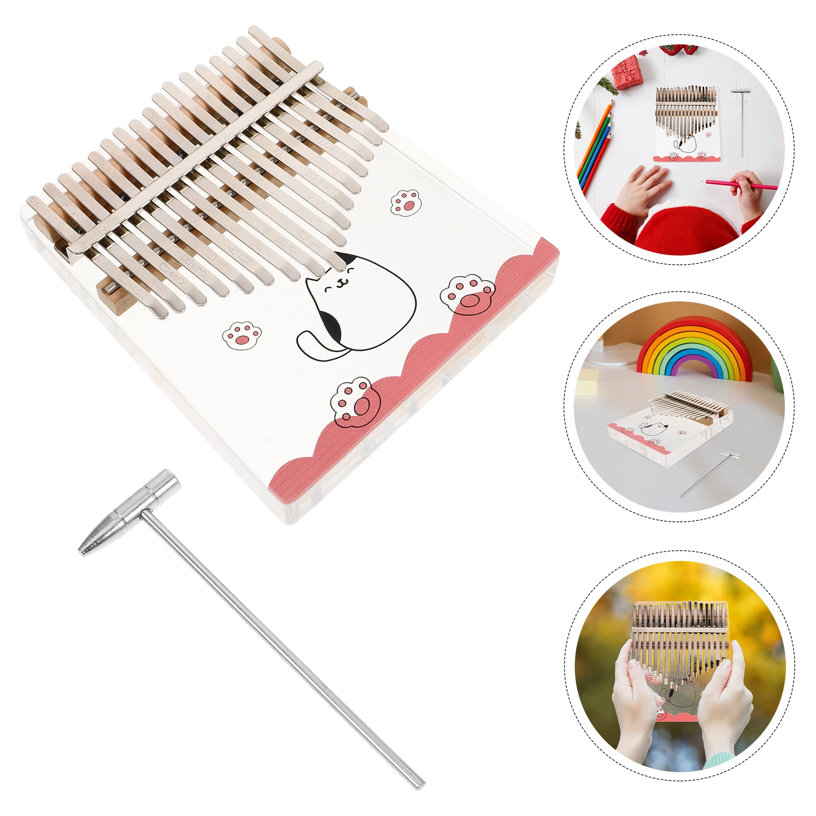 

Musical Thumb Kalimba Instrument for Beginner Harp 17-tone Finger Piano Child Portable 17-key