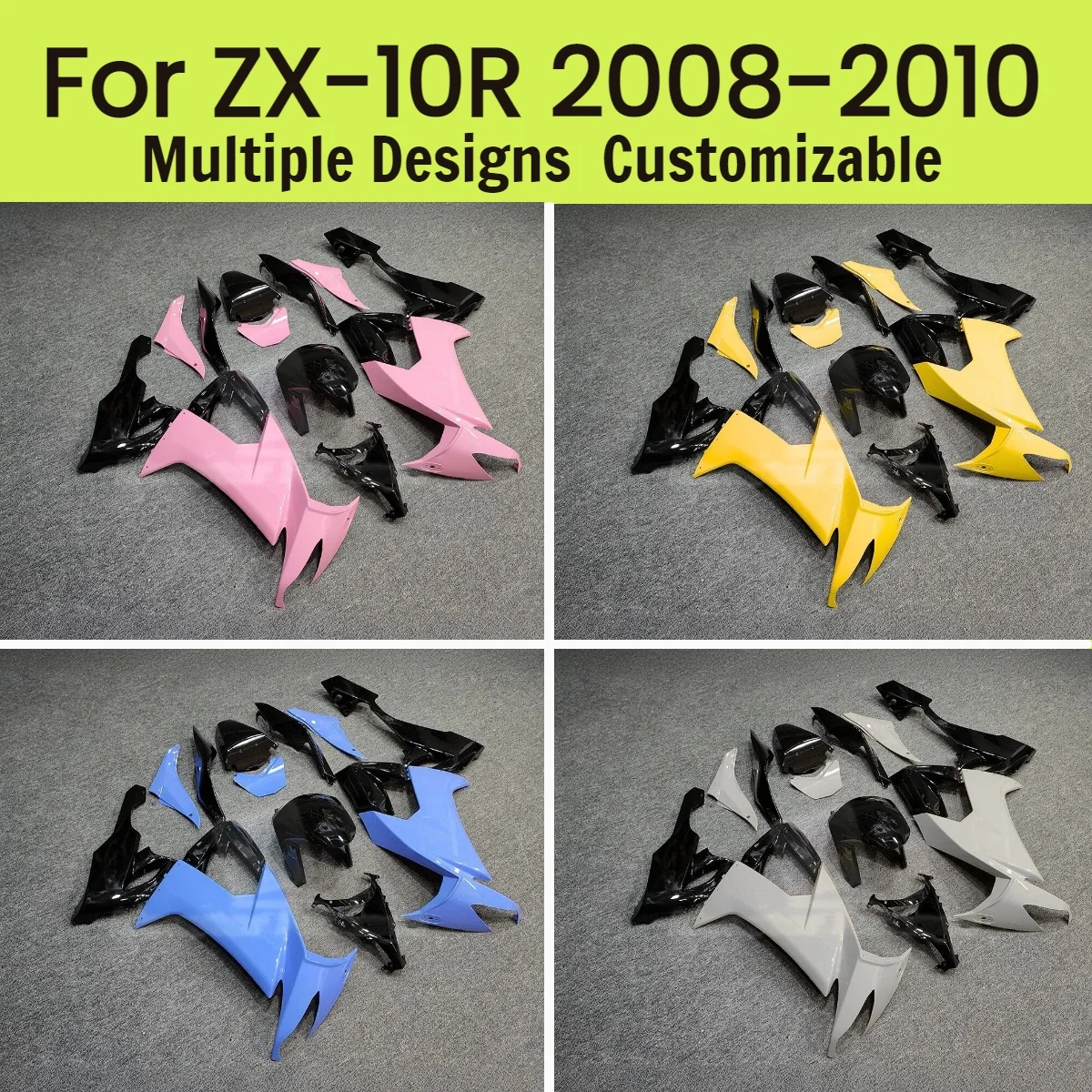 

Комплект обтекателей из АБС-пластика для мотоцикла Kawasaki ZX10R 2008-2010, полный комплект инжекционных деталей ZX 10R 08 09 10