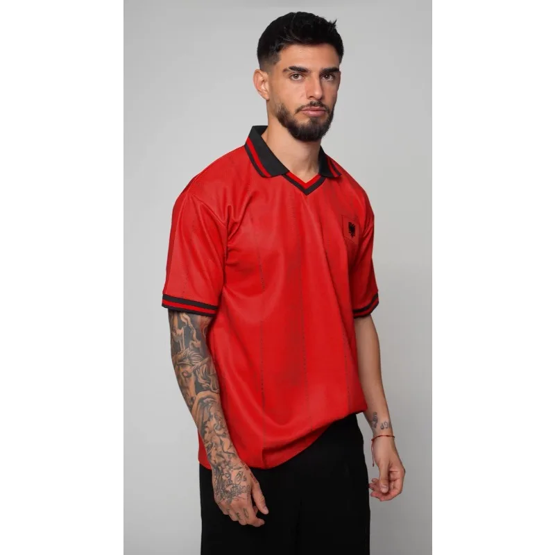 

Supporting One's Own Country, Albanian Retro Football Sportswear with 3D Print, Featuring The National Flag and Jersey