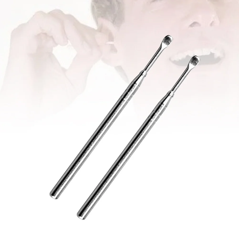 

2Pcs Polished Stainless Steel High Durability Earwax Removal Tool Safe Non-Slip Grip for Home Clinic Medical Ear