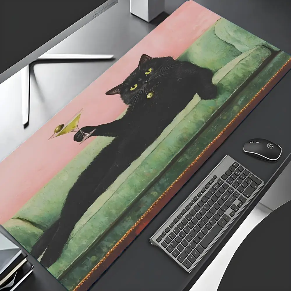 

Забавный кот лежащий на диване и алкоголь для питья Коврик для мыши Коврик для компьютерной клавиатуры Натуральный каучук Противоскользящий игровой коврик для мыши