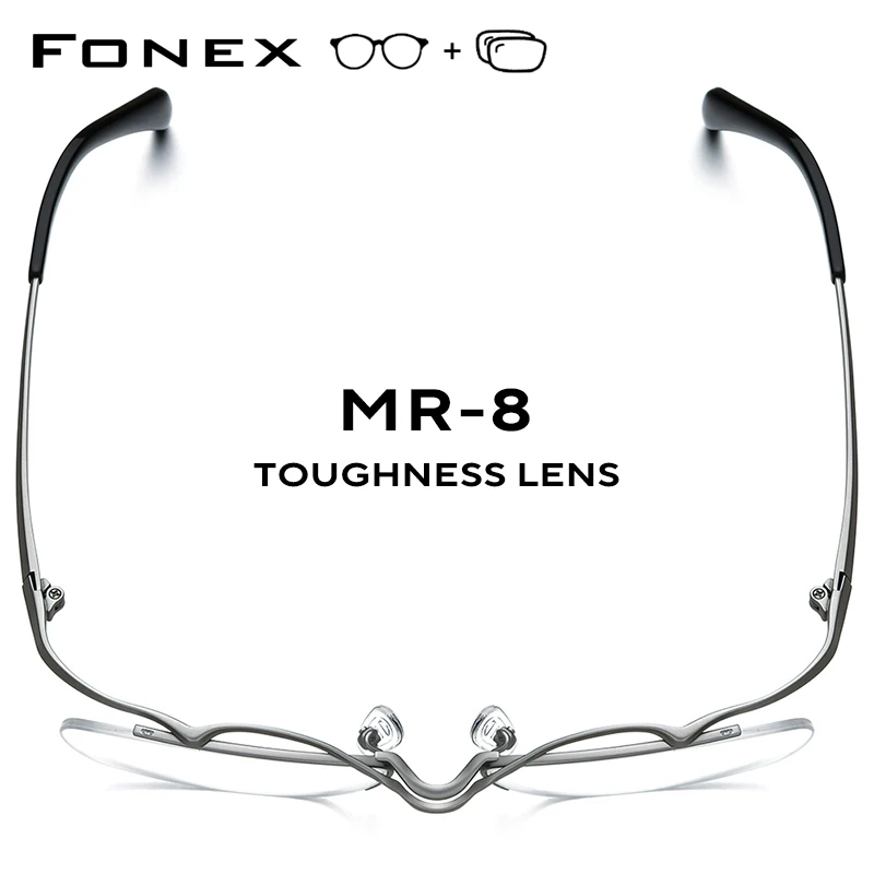 FONEX Progressive Prescription Glasses Photochromic Myopia Optical Lenses Eyewear Men Eyeglasses Square Semi-Rim Titanium Frames