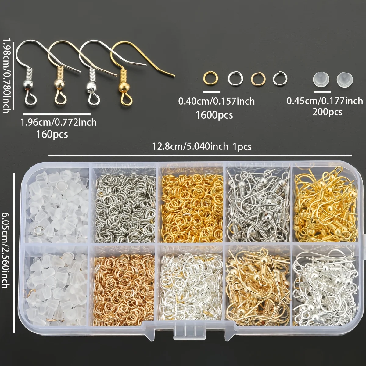 1960 PCS/BOX Jewellery Making Parts Set, Ear Hooks & Open Rings