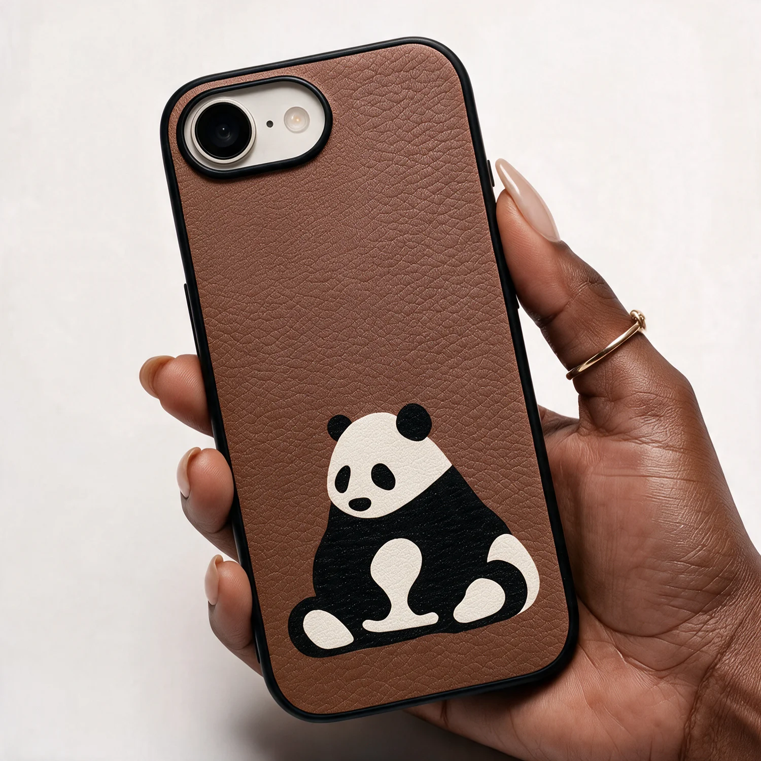 For Apple IPhone 16e 17e Case Phone Luxury Genuine Leather Phone with Cat Panda Pattern Design IPhone17 e Women Anti-fall Covers