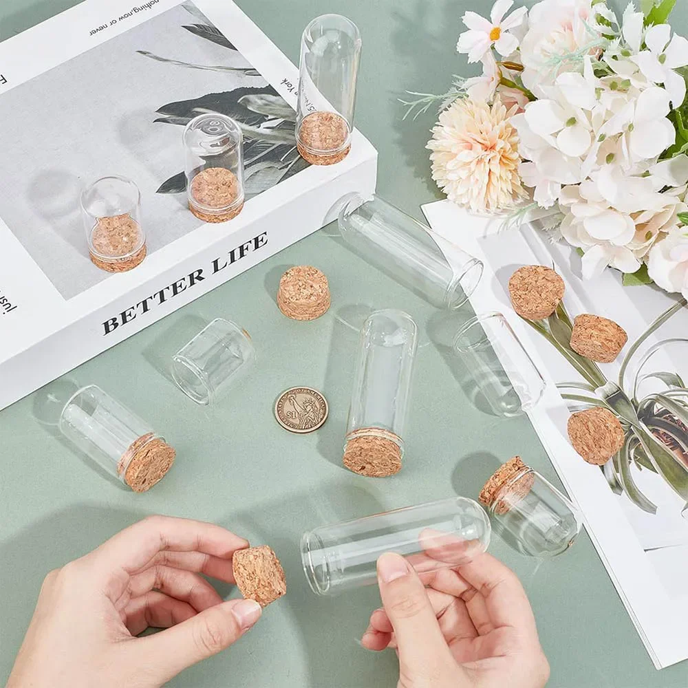 18Pcs 2 Size Small Glass Display Dome Cloche with Cork Base,Cloche Bell Jar Dome for Doll House Container Party Favor Decoration
