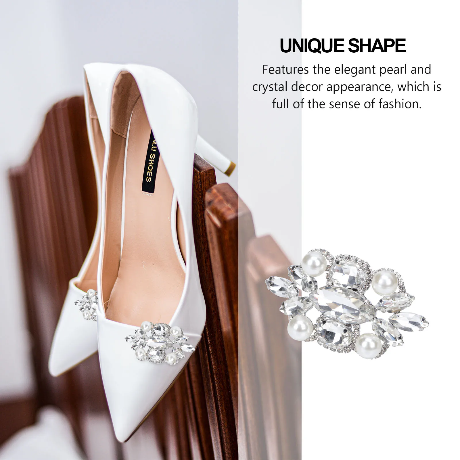 

1 Pair Wedding Buckles Crystal Pearl Decorative Shoe Buckle Ornament For Party Street Photo Durable Fashionable Easy Install