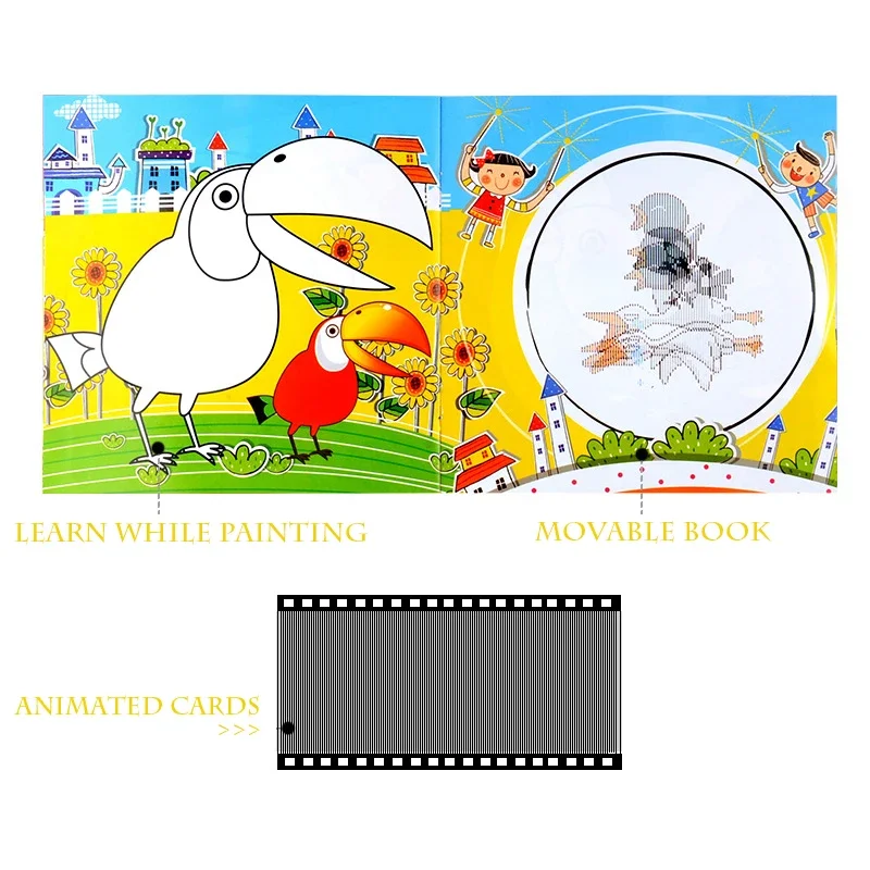 4 Pcs/lot 22 Pages Cute Animal Style Painting Drawing Kill Time Book Will Moving DIY Children's Puzzle Magic Coloring Book
