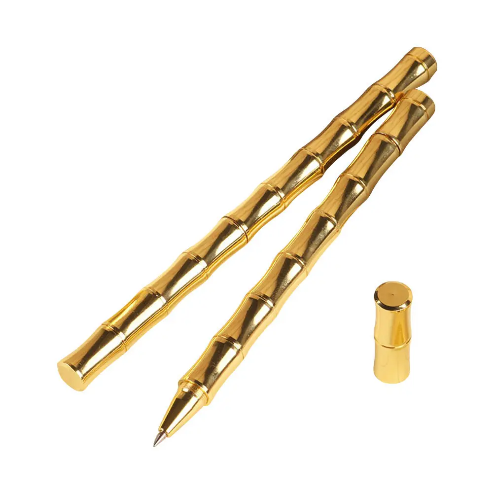 

2Pcs Signature Gel Pens Brass Retro Bamboo Joint Design for Business School Home Writing Office Supplies Creative Vintage