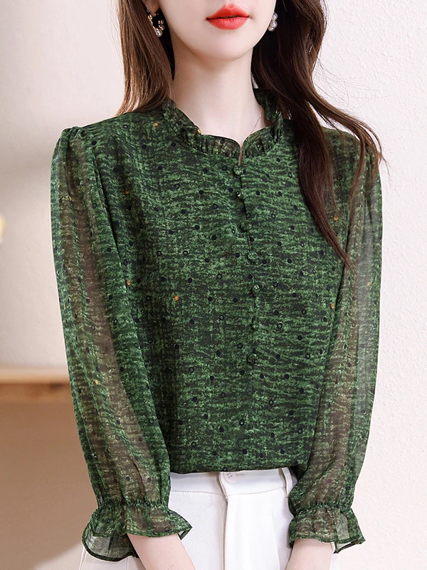 السيدات طويلة Sve قاعدة الشيفون المطبوعة irt جميلة Sli الصيف جديد Sleeen نمط الأزهار التستر الأعلى