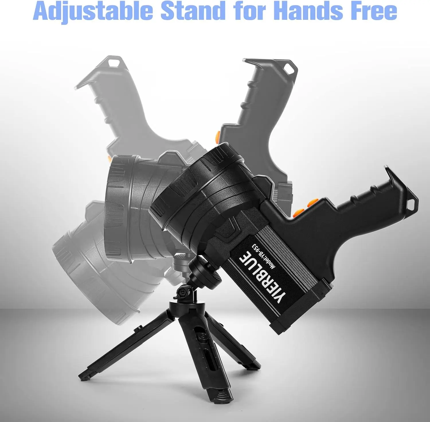 Rechargeable Super Bright LED Spotlight with Flood Light, Tripod, Long Battery Life for Camping and Outdoor Use