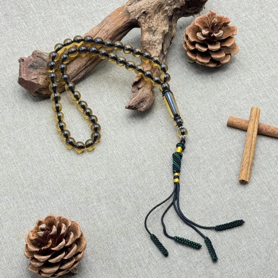 Elegant fringed prayer bead string beads - Islamic style, transparent color, hand-woven pendant accessory