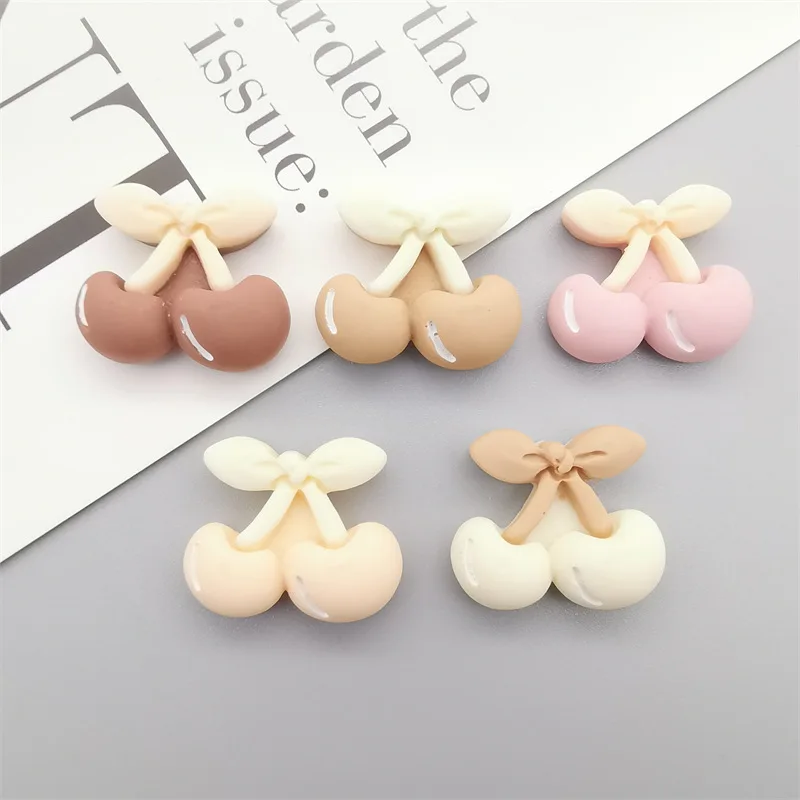 10Pcs Kawaii Cartoon Milk Tea Cherry Resin DIY Shoes Hat Icebox Barrette Mobile Phone Case Scrapbook Cream Glue Flat Back Resin