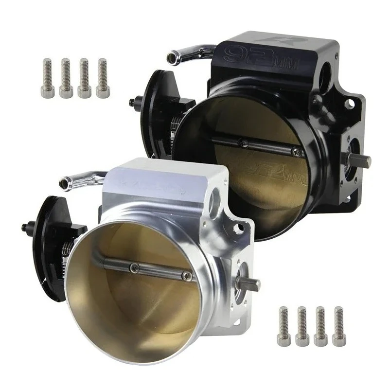 AZ-92MM CNC Billet Throttle Body For Chevy GM Gen III LS1 LS2 LS3 LS6 LS7 SX LS LSX V8 Engine 4-Bolt Cable Aluminum Black/Silver 6