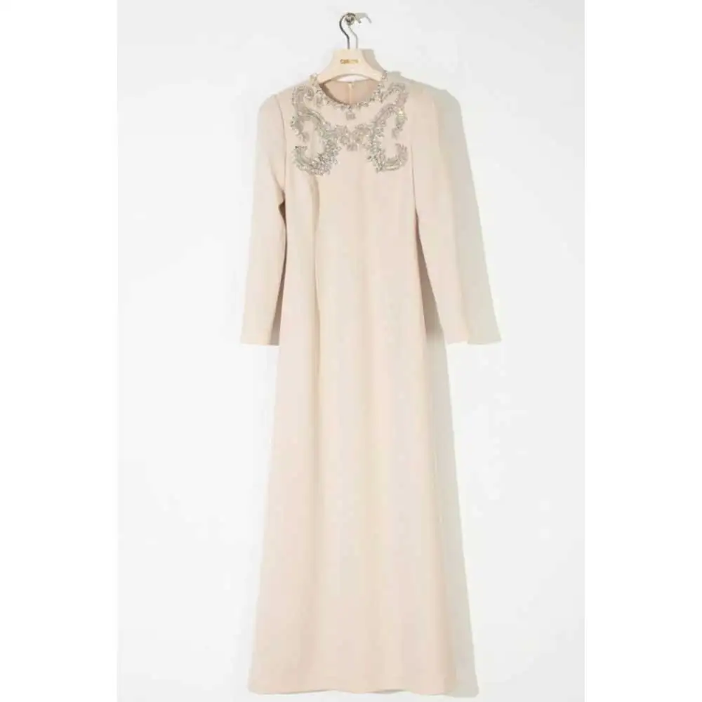 YUMDAI-vestido de lujo de Dubái para mujer, traje de baile de manga larga, color Beige, elegante, Formal, para banquete de boda y noche, Otoño, 2023