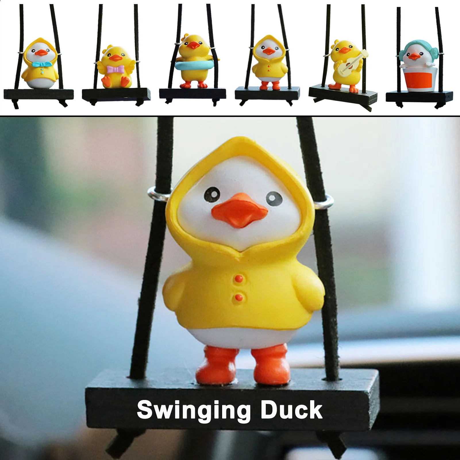 

2D Cool Swing Duck Car Pendant Swinging Duck Car Hangings Ornament Cute Car Accessories Funny Raincoat Swinging Duck Car Pendant