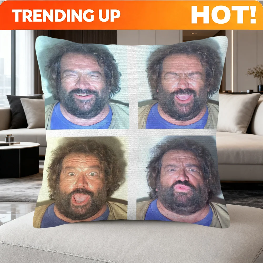 Customize Bud Spencer Collage Illustration Themed Printed Pillowcase, 18x18 Inches, 18x18 Inches, Modern Pattern Decorative Pill