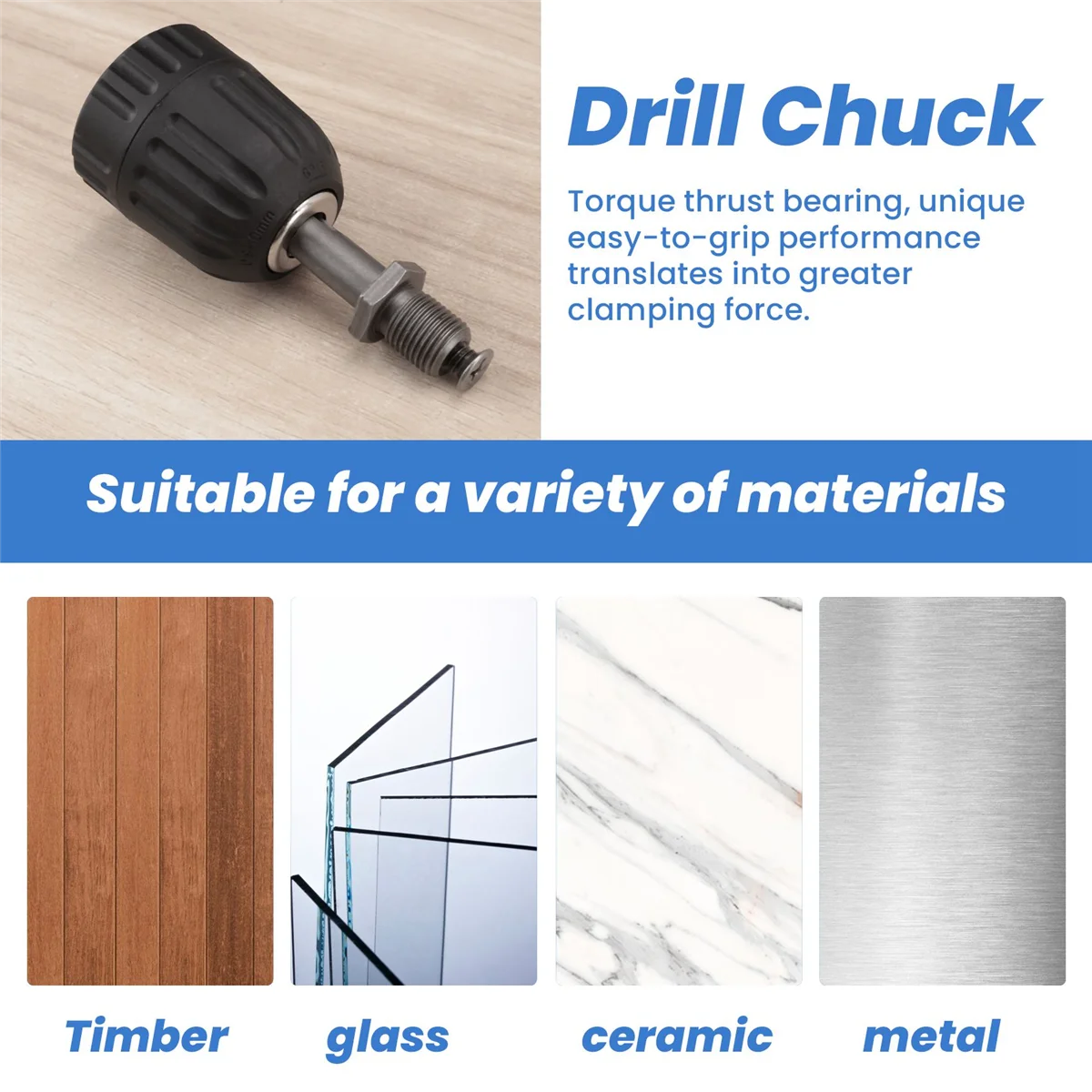 0.8-10mm Precise Keyless Drill Chuck Converter 3/8Inch- 24UNF Thread Quick Change Adapter with SDS-Plus Hex Shank Socket