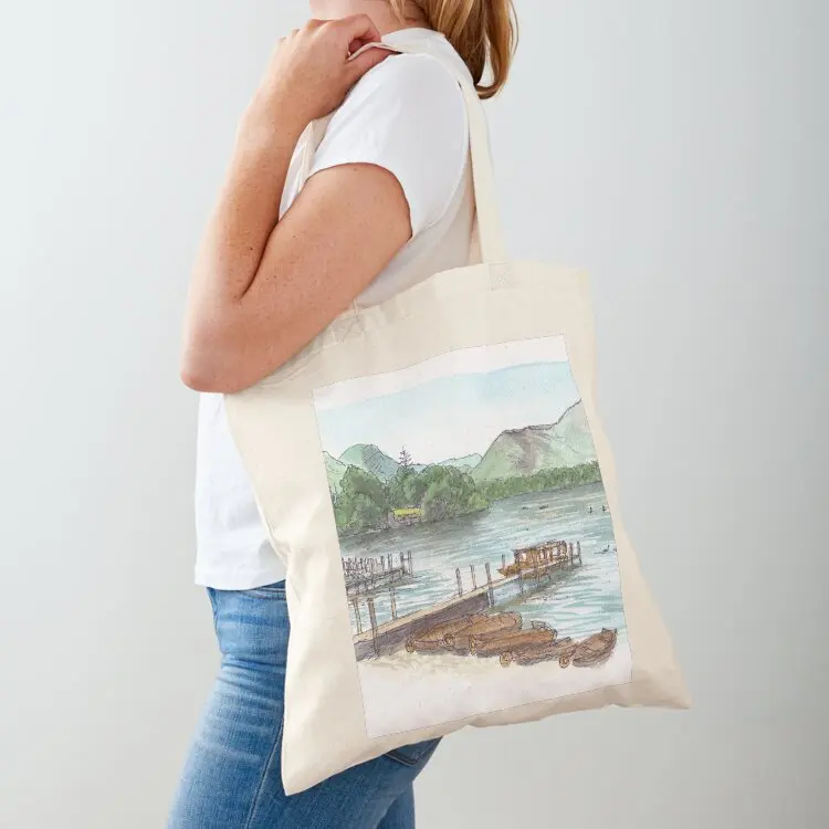 

Derwentwater from Keswick Watercolour Tote Bag shopping bag logo shoping bag Big women Custom