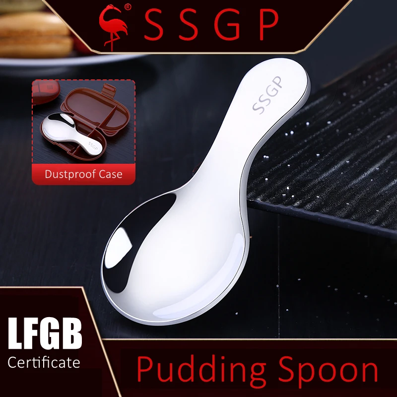 6 Pcs LFGB Certificate 304 Stainless Steel Pudding Spoon Patented Dedsign Cute Baby‘s Meal Ladle Kawaii Dessert Scoop Cake Spoon