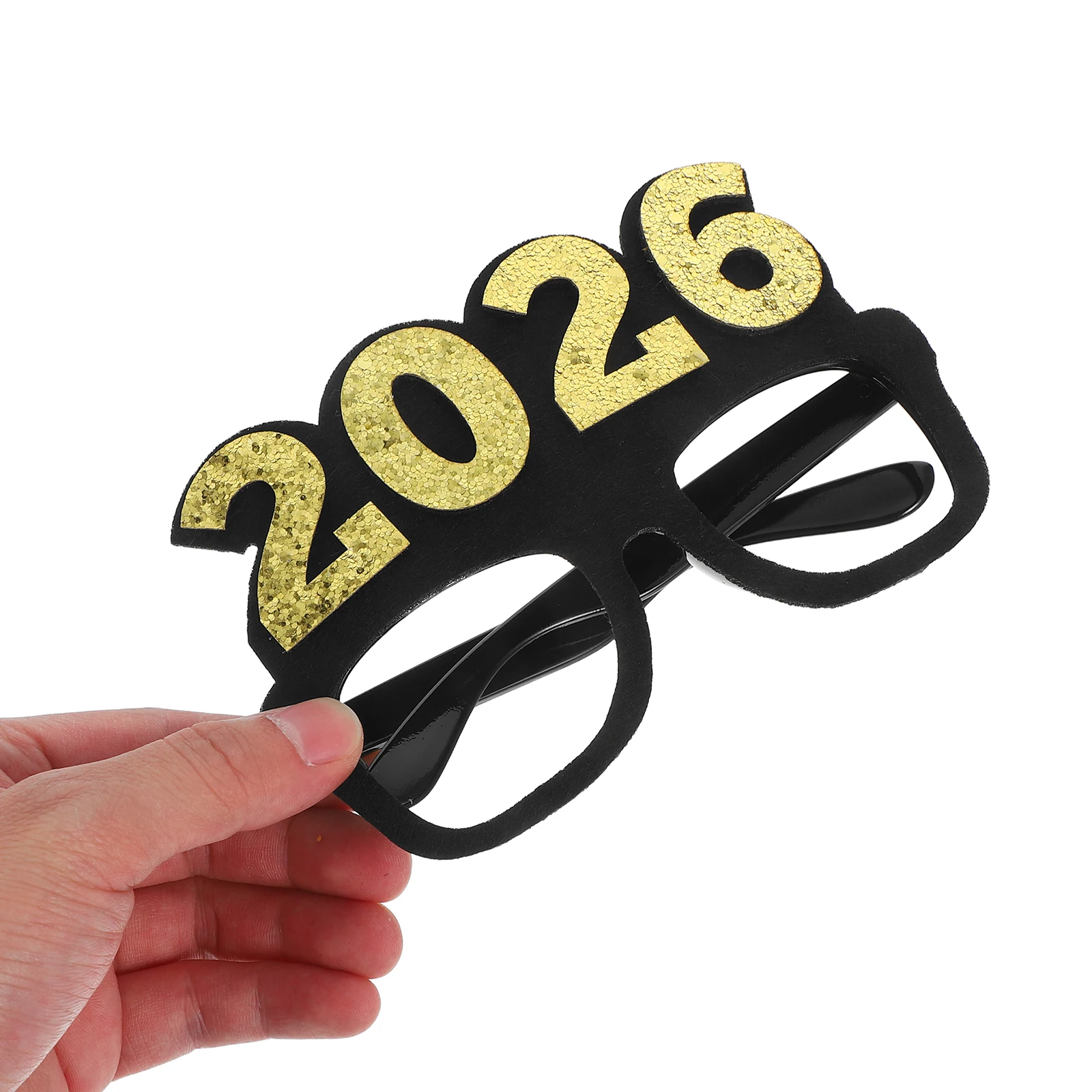 

4pcs 2026 Glasses New Year Party Glitter Number Shaped Eyeglasses PC Felt Retro Photo Props Christmas Birthday Event